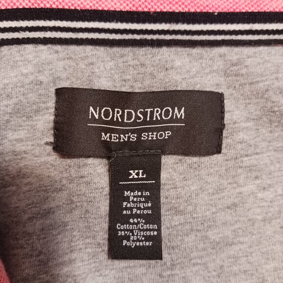 Nordstrom Men's Shop, Coral Red Woven Pullover, Size XL, Long Sleeve 1/4 Zip - Picture 2 of 16